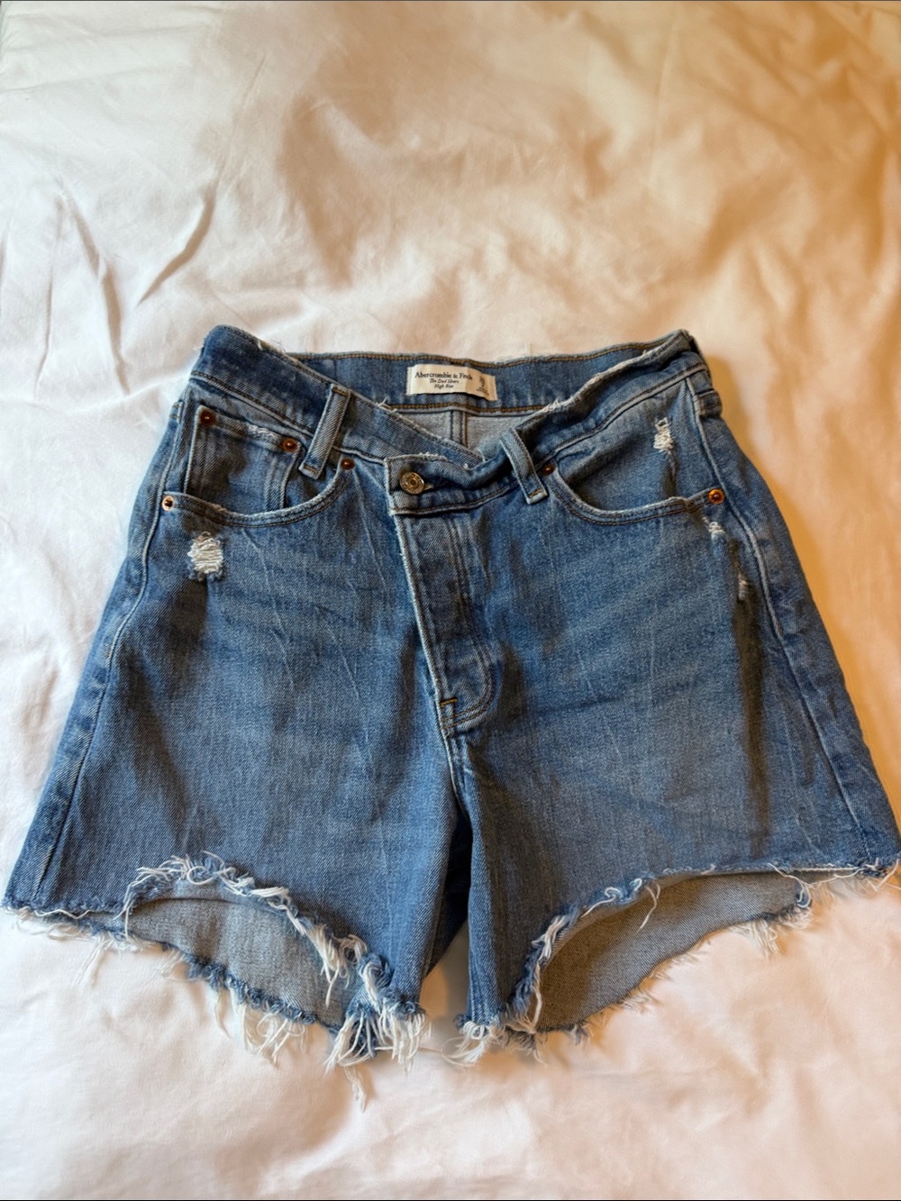 Abercrombie & Fitch Distressed Blue Denim Cutoff Shorts